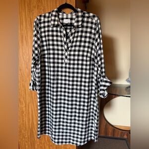 J. Jill Black and White Gingham Shirt Dress